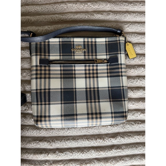 Coach Handbags - Coach Rowan File Bag Garden Plaid Print Coated Canvas C8587